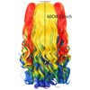JoneTing Rainbow Ponytail Wig【+Wig Cap】Rainbow Cosplay Wig with Pigtails Curly Rainbow Wig with Double Ponytails Long Curly Multi-Red Rainbow Wigs for Halloween Christmas Party Costume Wigs for Cosers