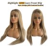 Highlight Lace Closure Wig Human Hair, Highlights Ombre Ash Brown to Beige and Plaitnum Blonde Lace Front Straight Wigs 9A Brazilian Vigin Hair Glueless Lace Front Wigs Pre Plucked Hairline for Women