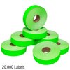 Perco Fluorescent Green Pricing Labels for Monarch 1131 Price Gun - 1 Sleeve, 8 Rolls, 20,000 Price Marking Labels - with Ink Roll Included