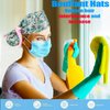 FADACHY Scrub Caps Women Ponytail, Working Cap with Button Long Hair, Adjustable Scrub Cap with Ponytail Holder, Tie Back Hats Nurse Cap for Women