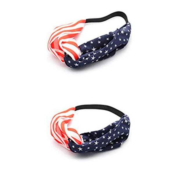 2PCS New American Flag Headband USA 4th of July Head wrap Fashion Elastic Hair Bands Bandana Turban Hair Accessories