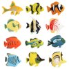 RCOMG 24PCS Tropical Fish Toys, Plastic Sea Creatures Figurines Set, Educational Learning Ocean Animal Figures, Party Favor Miniature Toys Gifts for Boys Girls Kids