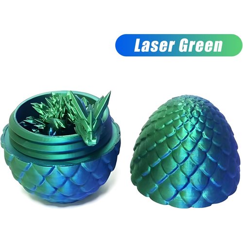 Executive Desk Toys Easter Egg, 3D Printed Dragon, 3D Dragon Eggs with Dragon Inside, Dragon Toy Dragon Egg Fidget Toy, Fidget Toys for Autism/ADHD (Laser Green)