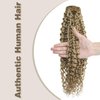 Hyssiet 16 Inch Curly Human Hair Clip in Extensions 7pcs with 16 Clips Healthy Wavy Clip Hair Extensions Real Human Hair 120g Light Brown Highlighted Bleach Blonde Soft Thick Curly Hair Extensions