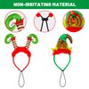 Whaline 2Pcs Holiday Dog Headbands Christmas Pet Costumefor Headwear Elf Hairband Head wear for Cat Dog Puppy, Fluffy Head Wrap with Bow, Red Green