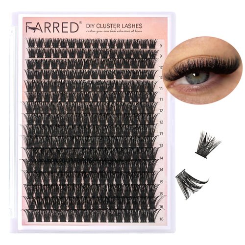 FARRED Wispy Lash Clusters Individual Lashes Extensions 9-16MM Natural 100D Eyelash Cluster D Curl Cat Eye Fluffy Lash Clusters 256PCS DIY Cluster Eyelash Extensions (100D-256PCS)