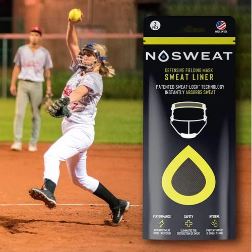 Softball Fielding Mask Defensive Sweat Liner - Face Guard by NoSweat Patented Technology (6 Pack)
