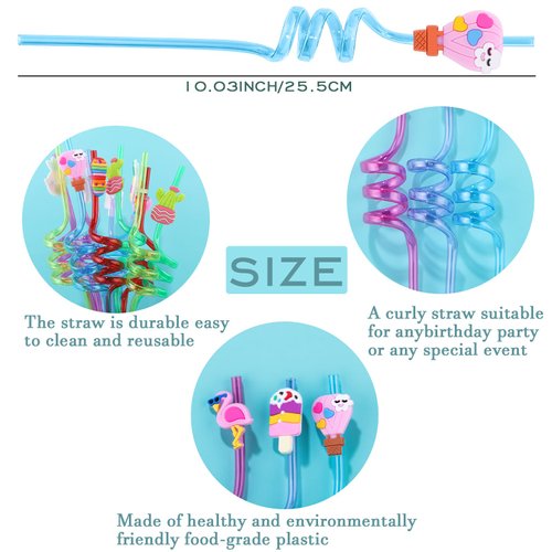 24Pcs Summer Pool Drinking Straws for Kids, Pool Party Decorations Supplies, Summer themed Favors for Kids Birthday, Straws for Beach Theme Party Decorations