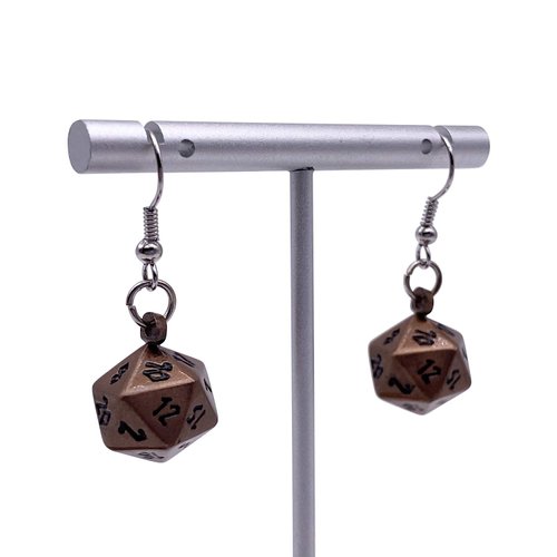 Gnomish Copper Mini Metal Earring Polyhedral 10mm Ioun Stones by Norse Foundry | RPG Math Games DND Pathfinder