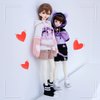 New 1/6, 1/4,1/3 BJD Doll Clothes Cute Cat Sweater Hoodie Jacket for Big 1/6, Yosd, 30cm/45cm/60cm Dolls Clothing BJD SD Doll Accessories (Black-Purple,1/4)