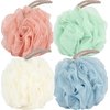 Fu Store Loofah Sponge Shower Loofahs 50g Bath Sponges Mesh Balls 4 Colors for Body Wash Back Scrubber Bathroom Men Women - 4 Pack Scrubber Cleaning Bathing Accessories