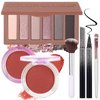 Makeup Kit for Women Full Kit All In One Make up Gift Set for Teens Girls Including 6 Colors Mini Naked Eyeshadow Palette, Cream-To-Powder Matte Face Blush, Waterproof Eyeliner, 2PCS Brushes 02