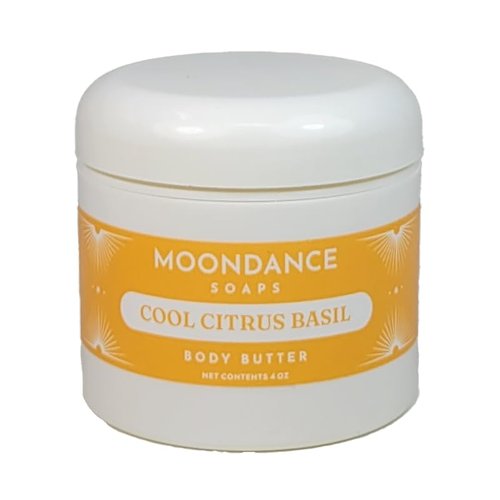 MOONDANCE SOAPS Shea Butter Cool Citrus Basil Body Butter Handmade Moisturizers with Beeswax and Cocoa Butter