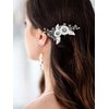 Unicra Flower Wedding Hair Comb Leaf Pearl Bridal Headpiece Sparkly Blue Rhinestone Hair Accessorie for Women and Girls (Silver)