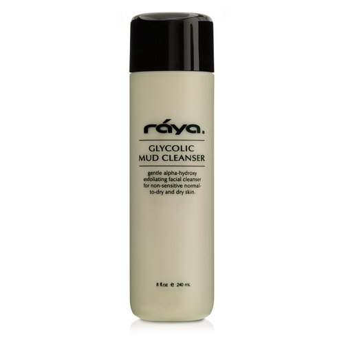 Raya Glycolic Mud Facial Cleanser with AHA 8 oz (G-103) | Exfoliating pH Balanced Facial Cleansing Fluid for Non Sensitive, Dry and Combination Skin | Made with Alpha Hydroxy Acid and Volcanic Mud