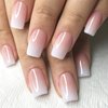 French Tip Press On Nails Short, SHOWMORE Baby Pink White Ombré Acrylic Fake Nails Medium Square Gradient Neutral Glue On Nails False Nails with Design Stick On Nails in 15 Sizes 30 Nail Kit with Glue