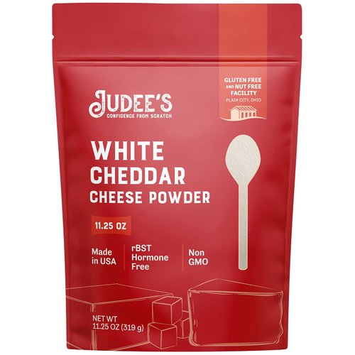 Judee’s White Cheddar Cheese Powder 11.25oz - 100% Non-GMO, rBST Hormone-Free - Gluten-Free & Nut-Free - Made from Real Cheddar Cheese - Made in USA - Great in Dips, Sauces, and Baked Goods