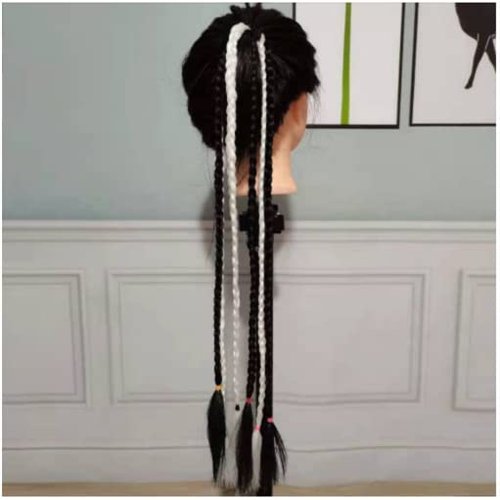 Glowing in Darkness Braiding Hair with Hair Band Jumbo Box Braids Hair Extensions Chain Shining Jumbo Braids Hair Fluorescent Light in Darkness (White Black)