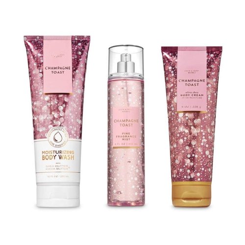 Bath and Body Works - Champagne Toast - 3 pc. Gift Set - Moisturizing Body Wash, Fine Fragrance Mist and Ultra Shea Body Cream - (2019 Edition)