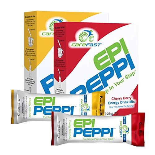 Carefast EPI PEPPI Energy Drink Mix- 8 Cherry Berry & 8 Peach Orange Mango Packets