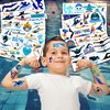 112 PCS Swimming Temporary Tattoos Birthday Party Decorations Supplies Favors Swim Team Pool Waves Summer Beach Themed Decor Stickers For Boys Girls Gift School Prizes Rewards