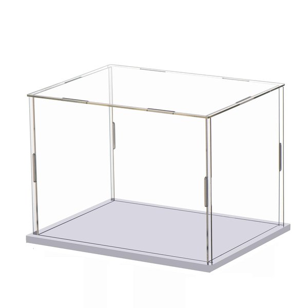 IDAFSA Clear Acrylic Display Case, Assemble Cube Display Box Stand with PVC Material White Base, Dustproof Protection Showcase for Collectibles Memorabilia Figurines (10*6*6inch;25*15*H15cm)