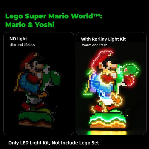 Rorliny LED Lighting Kit Compatible with Lego Super Mario World: Mario & Yoshi, Creative Light Set Compatible with Lego 71438 (No Lego Models)
