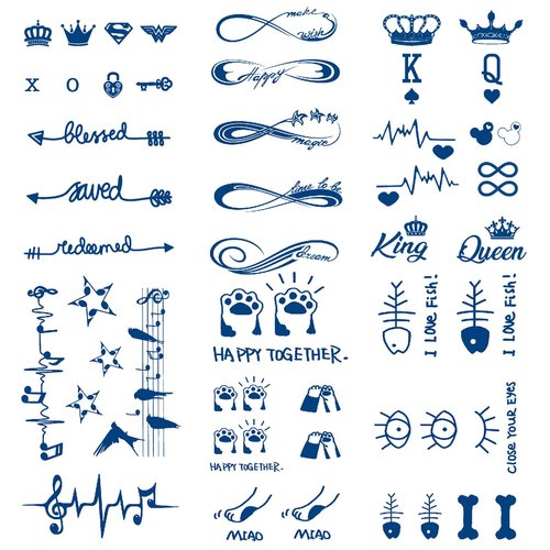 Oottati 6 Sheets Semi Permanent Arm Temporary Tattoo Stickers Lasts 1-2 Weeks, Infinite Symbol Crown Arrow Spade Cat Music Eye Bone Heartbeat, Realistic Appearance Natural Fading