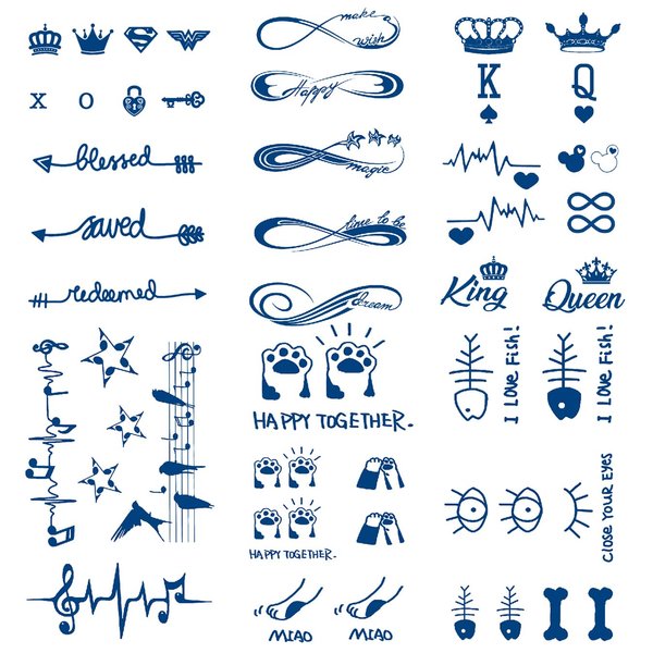 Oottati 6 Sheets Semi Permanent Arm Temporary Tattoo Stickers Lasts 1-2 Weeks, Infinite Symbol Crown Arrow Spade Cat Music Eye Bone Heartbeat, Realistic Appearance Natural Fading