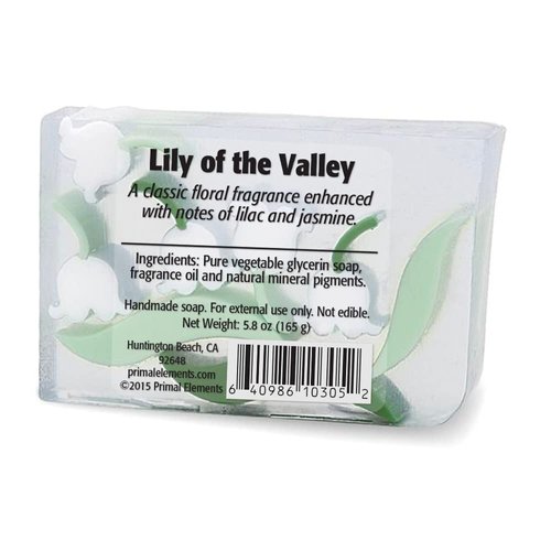 Primal Elements Glycerin Bar Soap | Helps All Skin Types, Sensitive, Oily & Dry Skin | NO PARABENS, VEGAN, GLUTEN FREE, 100% VEGETABLE BASE - (Lily of the Valley)