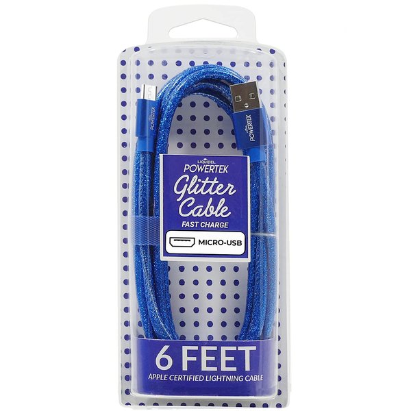 LIQUIPEL Powertek Micro USB Charger Cable for Cell Phones & Electronic Devices, 6FT (Navy Blue)