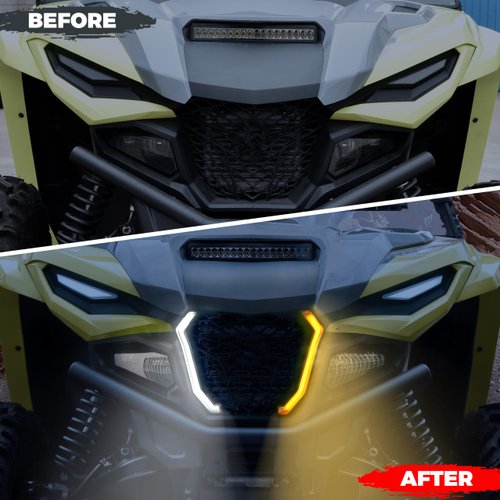 POKIAUTO Turn Signal Fang Lights for Yamaha RMAX 1000, Front Grille Fang Accent Signature Light LED Center Grill Light for Yamaha Wolverine RMAX2 RMAX4 1000 2021 2022 2023 2024 Accessories (2PCS)