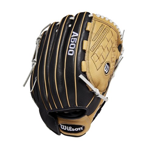 Wilson 2022 A500 Siren 12.5" Fastpitch Outfield Glove - Right Hand Throw, Black/Blonde/Yellow