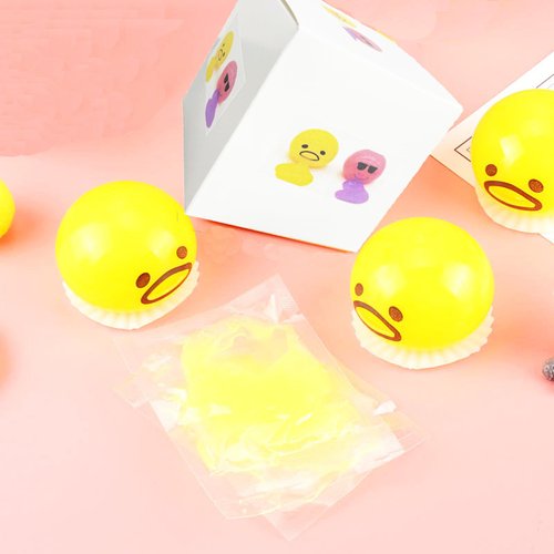 Vomiting Egg Stress Ball, Puking Egg Fidget Toy, Vomiting Egg Yolk, Novelty Stress Relief Squeeze Toys Funny Christma Birthday Gifts, Fidget Prank Toy 4 Colors