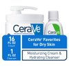 CeraVe Moisturizing Cream Combo Pack | Contains 16 Ounce with Pump & 1 Ounce Hydrating Facial Cleanser, Dry Skin Relief, Skin Care Gift Sets & Stocking Stuffers