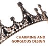 Lurrose Baroque Queen Crown Wedding Bridal Tiara Black Rhinestones Baroque Halloween Costume Prom Pageant Tiara for Women
