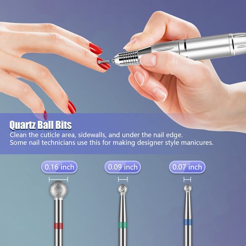 Depvko Nail Drill Bits 20Pcs, 3/32'' Ceramic Carbide Drill Bits for Nails, Nail Bits for Nail Drill, Diamond Nail Drill Bit Set for Cuticle Remover Manicure Pedicure (20Pcs)