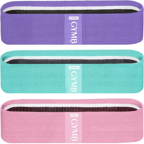 Gymbee Resistance Bands for Working Out, 3 (Pink, Cyan, Lavender) - Men/Women Exercise Bands, Glutes, Thighs, Legs - Non-Slip Cloth Booty Bands, Work Out Band Resistance - Home Fitness, Yoga, Strength