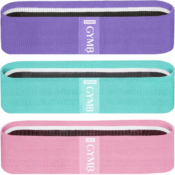 Gymbee Resistance Bands for Working Out, 3 (Pink, Cyan, Lavender) - Men/Women Exercise Bands, Glutes, Thighs, Legs - Non-Slip Cloth Booty Bands, Work Out Band Resistance - Home Fitness, Yoga, Strength