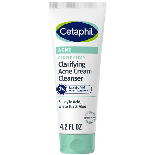 Cetaphil Acne Face Wash, Gentle Clear Clarifying Acne Cream Cleanser with 2% Salicylic Acid, Deep Cleans & Treats Acne Prone Skin, Skin Care for Sensitive Skin, 4.2oz