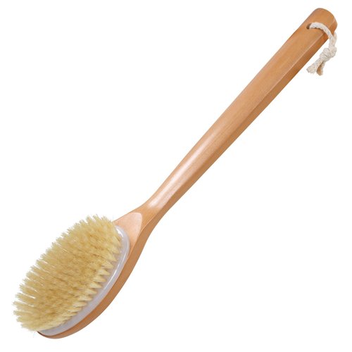 OWIIZI Bath Brushes with Soft and Natural Bristles Antiskid Wooden Long Handle Shower Body Scrubber for Wet or Dry Exfoliating,Back Scrub Deep Cleanse