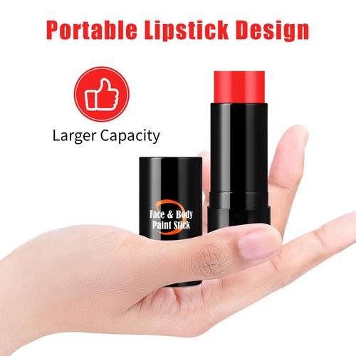 Drawdart Red Face Paint Stick, Portable Eye Black Stick for Sports, Full-coverage Cream Face Paint for Halloween SFX Makeup Cosplay Joker Costume Parties