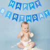 Waenerec Blue Happy Birthday Banner Sign Happy Birthday Bunting Banner Garland for Kids Boys Baby 1st Birthday Tea Party Decorations Bunting Flag Birthday Party Supplies