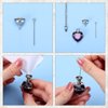 MTLEE 3 Pieces Cremation Urn Necklace for Ashes Vertical Bar Zircon, Heart Crystal Cremation Urn Necklace Urn Stainless Steel Necklace Waterproof Memorial Pendant Necklace (Purple Zircon)