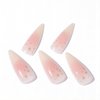 RUOKEXIN Almond Press on Nails Long Stiletto Fake Nails Pink Ombre Acrylic False Nails with Designs Gold Star Glossy Artificial Nails Summer Nail Press ons Natural Cute Stick on Nails for Women 24Pcs