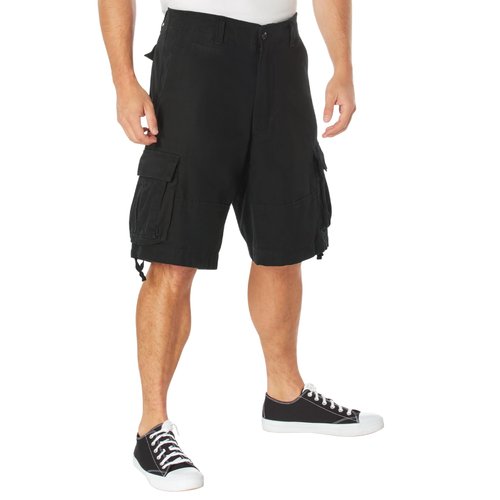 RothRothco Vintage Utility Cargo Shorts - High-Capacity Storage for Outdoor Essentials - Black, L
