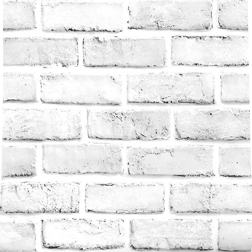 FlockenHome White Brick Wallpaper 17.7" x 236" Peel and Stick Wallpaper Faux Brick Paper Backsplash Stick and Peel Christmas Decor