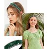 Wecoe Rhinestone Headband Women Girls Fashion Headband Dark Green Headband Bling Sparkly Crystal Diamond Headband Thin Hair Band Holiday Birthday Gift Short Hair Accessories For Women Girls
