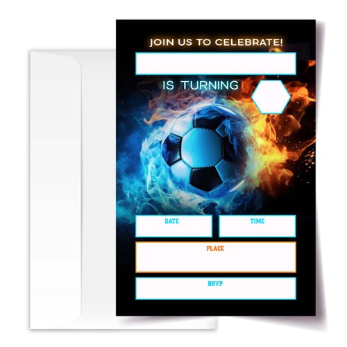 ANYEMW 4x6 Soccer Birthday Invitations, Soccer Birthday Party, Sports Party Decorations, Birthday Party Invitations For Boys Girls, Kids Birthday Invitations. (sport（119）)