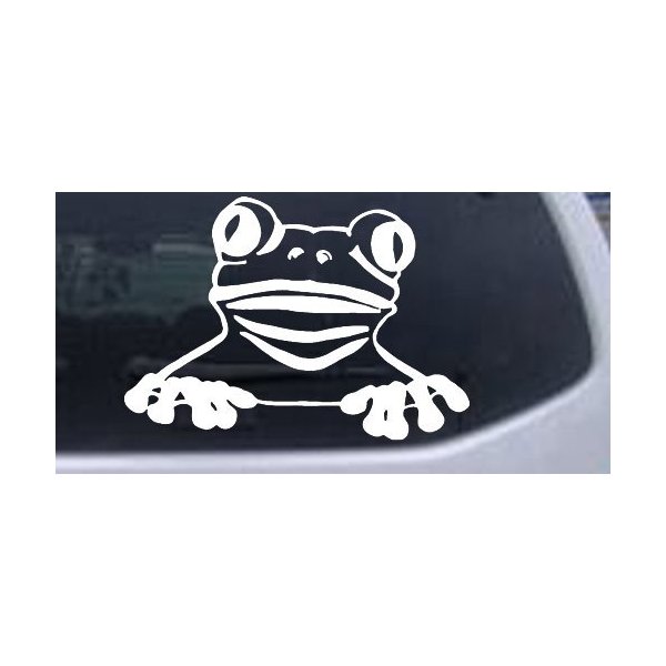 White 10in X 7.3in - Tree Frog Animals Car Window Wall Laptop Decal Sticker